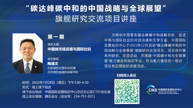 “碳达峰碳中和的中国战略与全球展望”旗舰研究交流项目举办第一期讲座